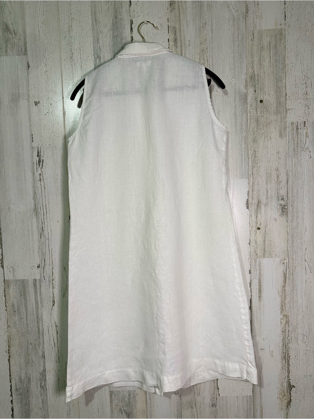 Garnet Hill 100% Linen Sleeveless Button-Down Dress - White - Size 4 - Picture 4 of 6